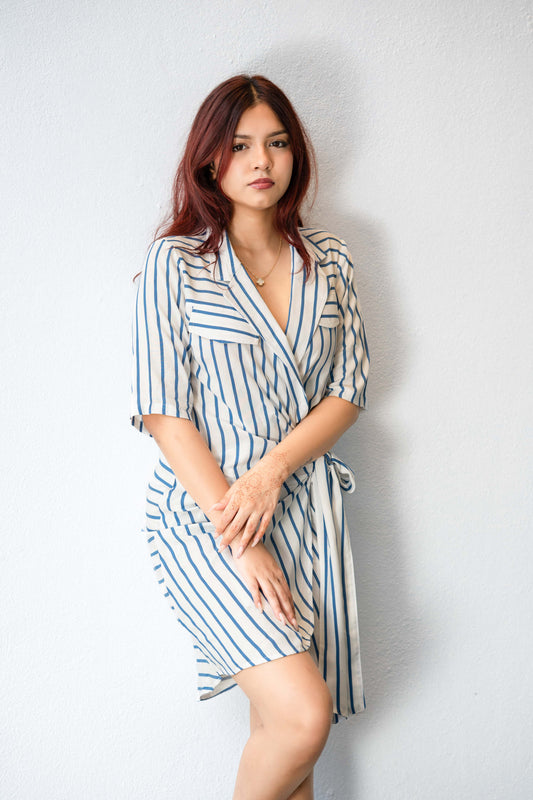 NAUTICAL MUSE WRAP DRESS