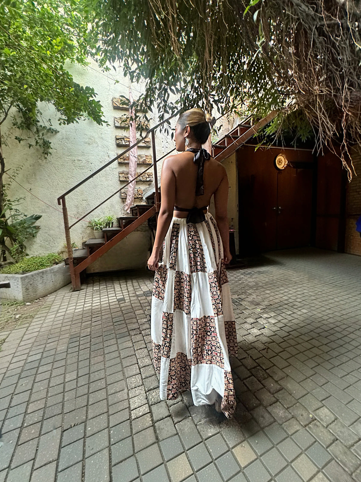 AARNA PATCHWORK MAXI SKIRT