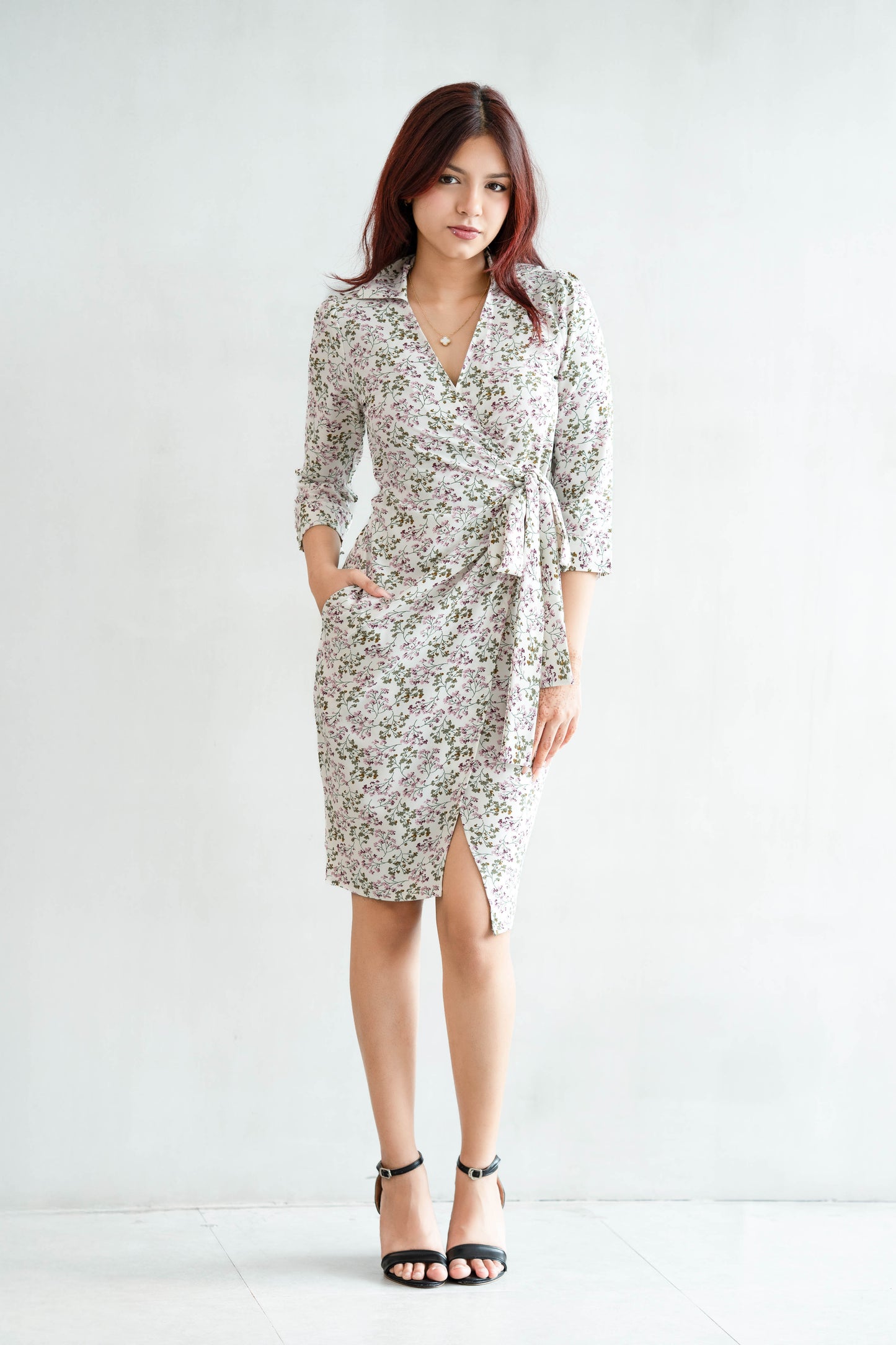 LAVENDER BLOOM WRAP DRESS