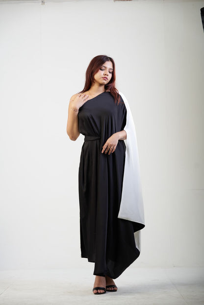 BlAC DRAPE KAFTAN MAXI DRESS