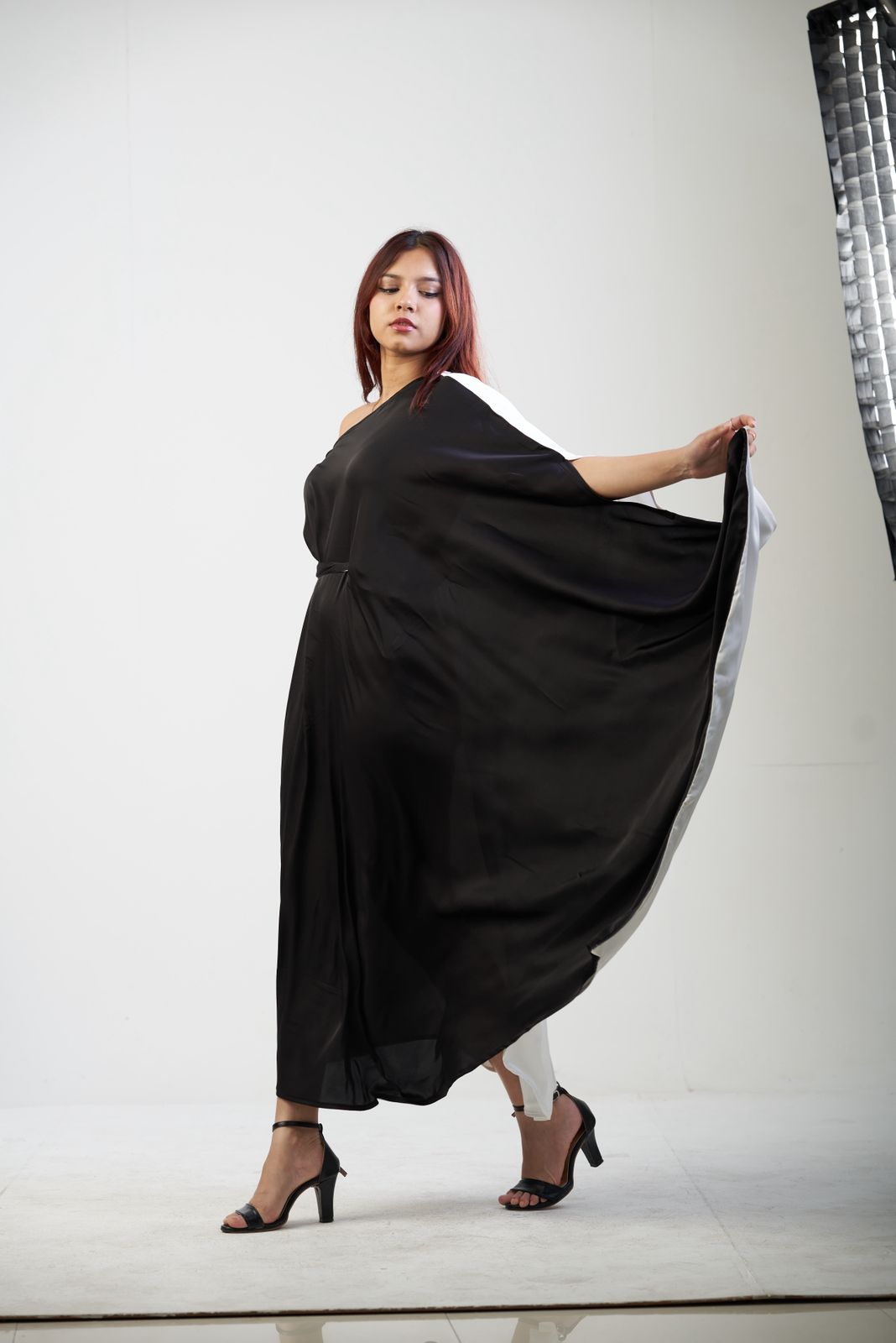 BlAC DRAPE KAFTAN MAXI DRESS
