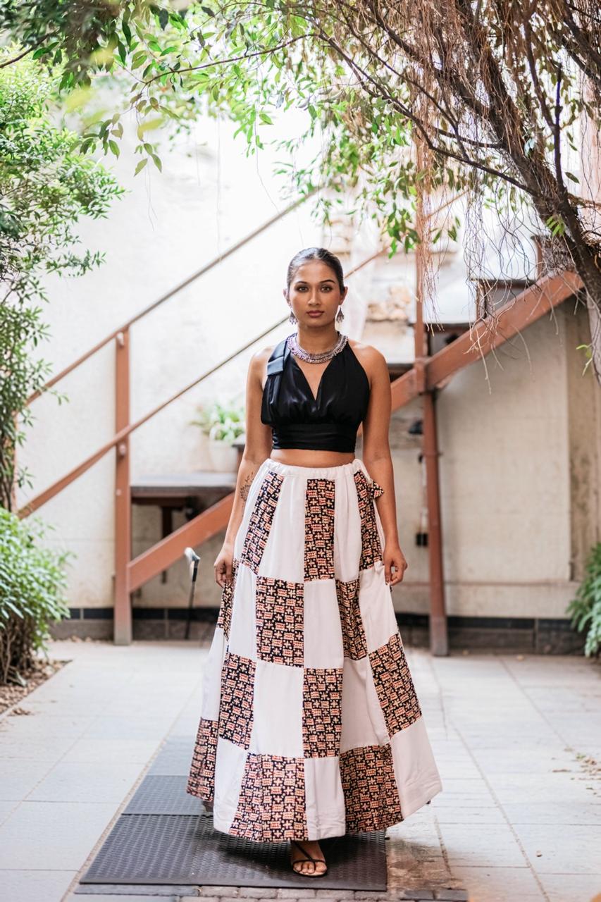 AARNA PATCHWORK MAXI SKIRT