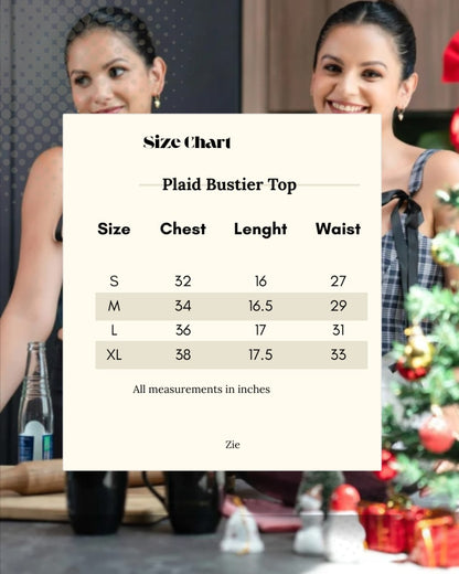 RED PLAID BUSTIER TOP